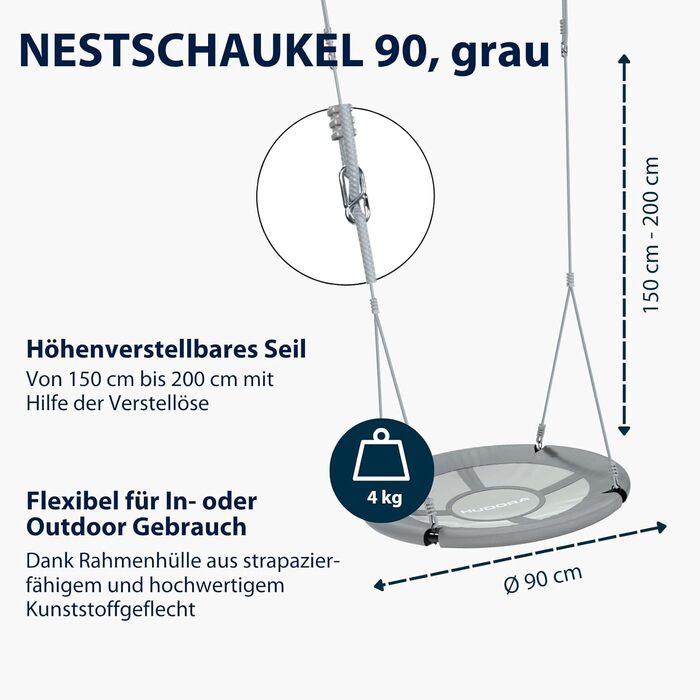 Шоукель HUDORA Nestschaukel 90 - пластикова сітка-шоукель для дітей та дорослих (діаметр 90 см)