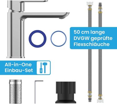 Змішувач для ванної кімнати Bächlein Mizarela, хром, з керамічним картриджем, плоский вилив, комплект для монтажу