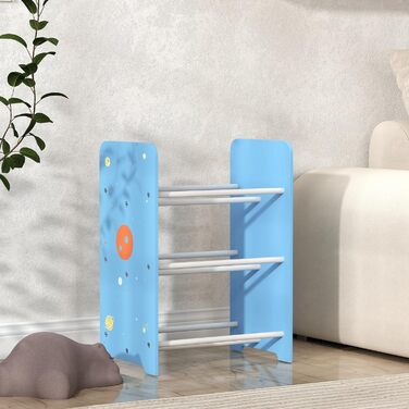 Дитяча полиця для іграшок AIYAPLAY з 6 коробками з фетру, органайзер для іграшок у дитячу кімнату, 43x30x60 см (Блакитний)