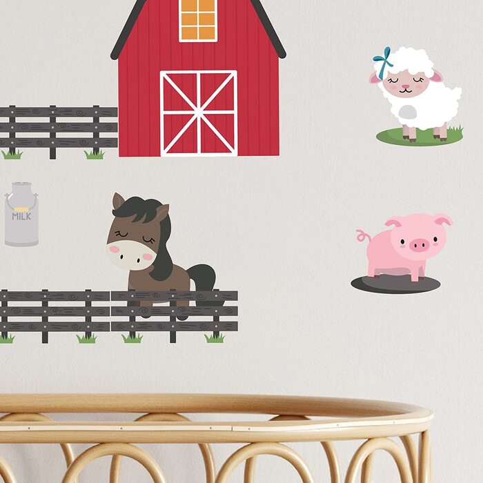 Наклейки на стіни для дитячої кімнати, наклейки на стіни для дітей з тваринами, самоклеючі наклейки для ферми (набір з 26 малюнків