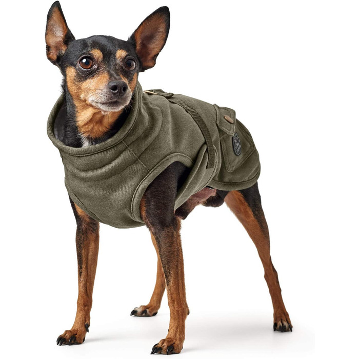 Модна собача шуба ХАНТЕР УПСАЛА, Паркер, з бавовняною підкладкою, (кольору хакі, 25)