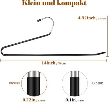 Чохли для штанів SOULNAMAN, 30 шт., металеві, чорні, 36 см, з антиковзкими рифленнями