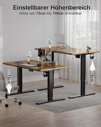 Дитячий стіл Airfish з регулюванням висоти 80x60 см, електричний, з функцією пам'яті. Стол для дому/офісу, стоячи/сидячи. Колір: Коричневий.