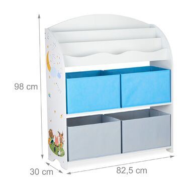 Поличка Relaxdays для дітей з 4 тканинними кошиками