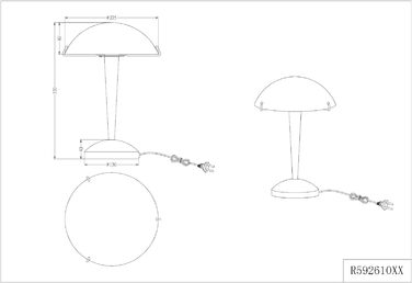 Настільна лампа Reality Leuchten Mushroom II R59261007, метал матовий нікель, скло біле, без лампочки E14, сенсорне вмикання/вимикання