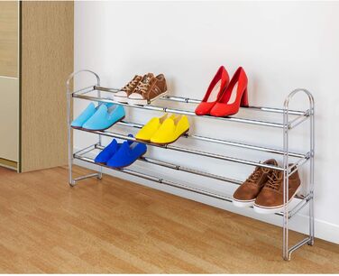 Надміцна сталева підставка для взуття Tatkraft, 3 полиці, 64,5-118 см, міцна та стильна