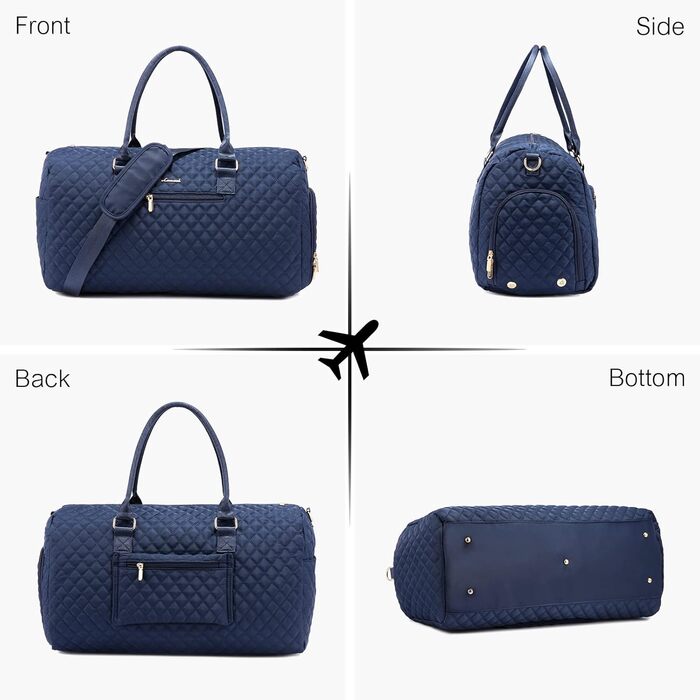 Спортивна сумка OVEVOOK для подорожей, жіноча, Weekender, сумка для вихідних, Kiniktasche, сумка для пологів з косметичкою, відділення для взуття та мокрого одягу, водонепроникна, Gym Bag, ручна поклажа для авіаперельотів, чорна (L, Морська хвиля)