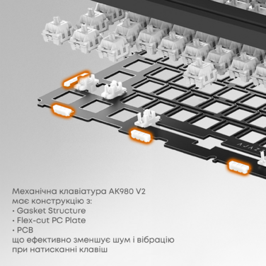 Бездротова механічна клавіатура Ajazz AK980 V2 Maillard Switch Black (AK980-V2-M-BGY)