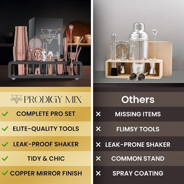 Набір бармена Elite Mixology: Шейкер Boston 20 предметів з підставкою, з нержавіючої сталі. Комплект для приготування коктейлів, барменський аксесуар, рецепти в подарунок