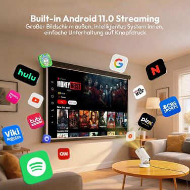 Портативний проєктор Xgody Gimbal 3: 720P HD, 4K/1080P, 12000 Люмен, Android 11.0, WiFi 6, Bluetooth, Auto Keystone, для домашнього кінотеатру