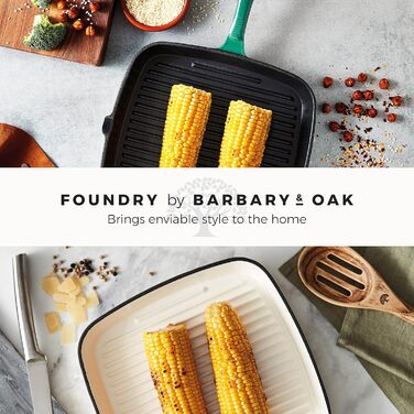 Сковорода-гриль Barbary & Oak BO800256GRN з емальованим покриттям, 23 см, зелений