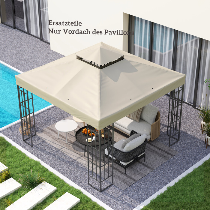 3 x 3 м Тент для павільйону, замінний тент для павільйону з отворами для стоку води, UPF30+, захист від сонця, кремовий