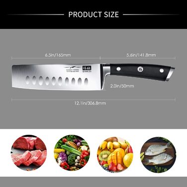 Набір кухонних ножів SHAN ZU з бруском, 14 предметів. Професійний німецький набір кухонних ножів з точильним бруском. Комплект ножів для кухні (включає Nakiri ніж 16.5 см)