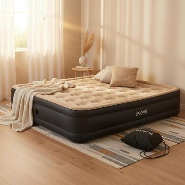 Надувний матрац-ліжко AVENLI для 2 осіб, 203x157x47 см з вбудованим насосом, флаокована поверхня, для кемпінгу та дому