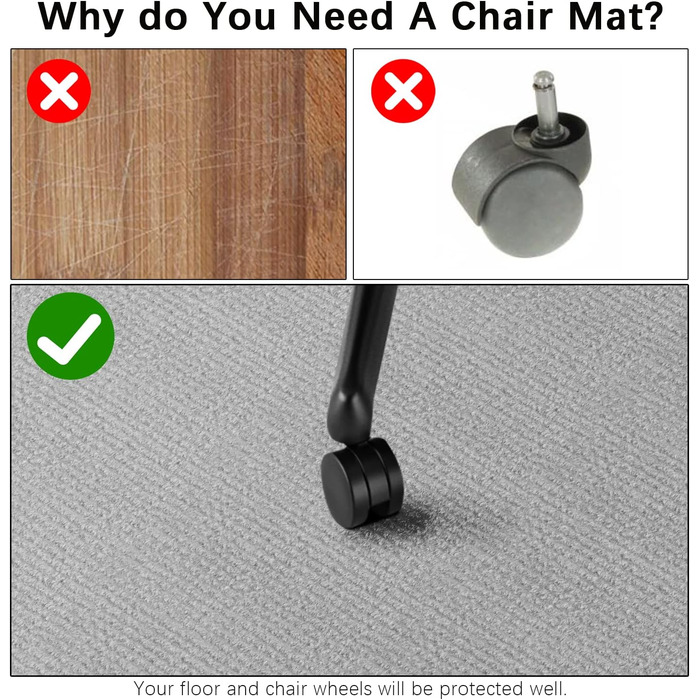 Килимок під стілець для офісу | 140x90 см | Захист від подряпин | Для ламінату, паркету та твердих підлог (Світло-сірий)