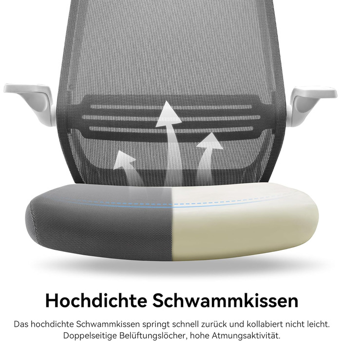 Офісний крісло SIHOO ергономічне з регульованими підлокітниками, підтримкою попереку та м'якою спинкою Mesh. Сірий колір.