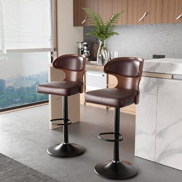 Барний стілець Hawthyhome 4 шт. у наборі, коричневий, з підніжкою та спинкою