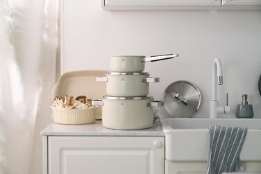 Набір каструль ZWILLING PURE, 5 предметів, з нержавіючої сталі 18/10, керамічне покриття, Stay-Cool ручки, придатний для миття в посудомийній машині, (слонова кістка)