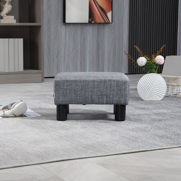 HOMCOM Footstool Пуф прямокутний Лляний пуф до 150 кг з навантаженням для вітальні, передпокою сірий