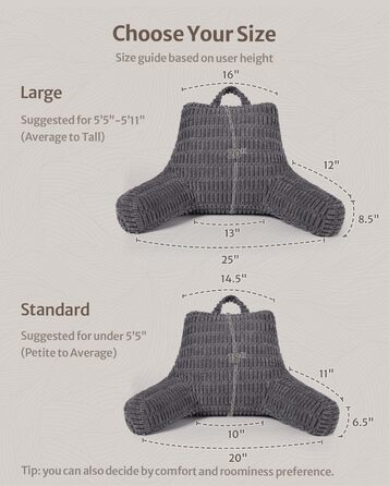 Зручне крісло-мішок Blissful Diary Lesekissen з memory foam для читання та відпочинку, сіре