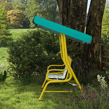 Дитяча гойдалка-шезлонг на 2 місця з регульованим сонцезахистом та ременем безпеки для дітей 3-6 років вагою до 60 кг, розміром 112x75x120 см, колір - зелений