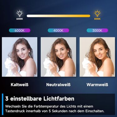 Дзеркало для ванної кімнати SONNI з підсвічуванням 80x60 см, IP44, холодне біле світло