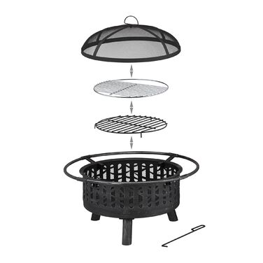 Вогнище Relaxdays з грилем та захистом від іскор