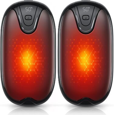 Електричні грілки для рук, набір 2 шт., перезаряджаються, портативні, 3 режими нагріву, ідеальний подарунок для спорту, гольфу, кемпінгу, чорний