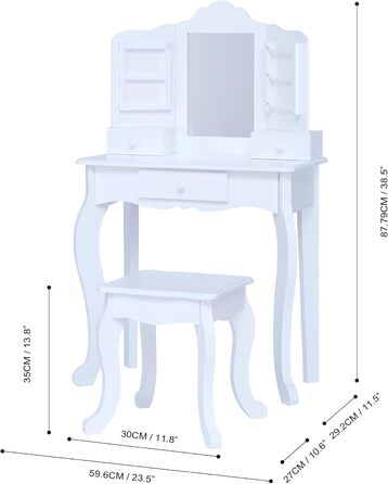 Дитячий туалетний столик Fantasy Fields Маленька принцеса Анна з дзеркалом, ящиками та табуретом білий TD-13366D