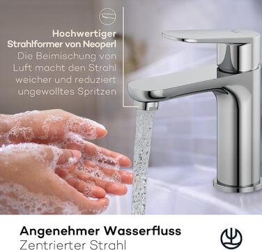 Змішувач для ванної кімнати KLUDI-X1, висота виливу 95 мм, водозберігаючий, розмір M, керамічний картридж, хром, з підключувальними шлангами