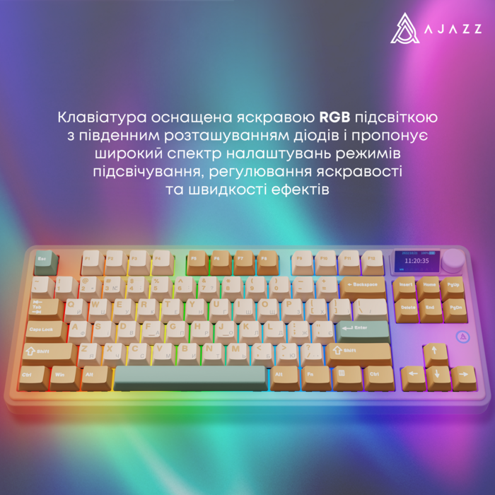 Бездротова механічна клавіатура Ajazz AK870 Jasmine Switch - Yellow (AK870-JS-YWG)