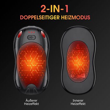 Електричні грілки для рук FANDLISS з акумулятором 10000mAh, двосторонній нагрів, магнітний набір 2 шт., USB, 3 режими нагріву, для кемпінгу та активного відпочинку, подарунок