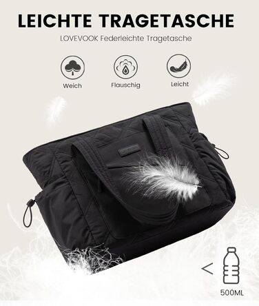 LOVEVOOK Сумка-шоппер для жінок, велика, робоча сумка, торбинка-шоппер, сумка для ноутбука 15,6/17,3 дюйма, сумка для навчання, офісна сумка, сумка для роботи, універсальна чорна сумка LOVEVOOK