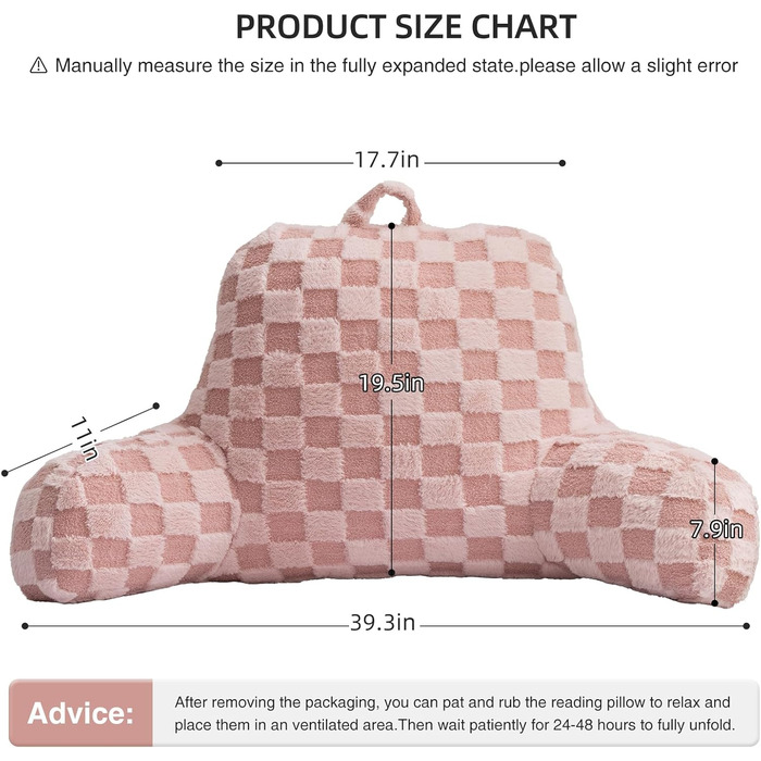 Підголовник Aimuan з трикутним вигином, картатий, для відпочинку в ліжку, підтримка спини, з підлокітниками, для читання та відпочинку, зелений, великий