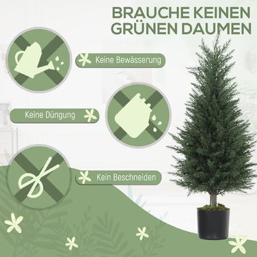 Набір з 2 штучних кипарисових рослин, 362 пластикових листя, горщик, стійкі до УФ-випромінювання, зелені
