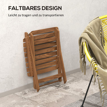 Outsunny Side Table Outdoor, Набір з 2 садових столів, Складаний кемпінговий стіл з дерева, Розкладний стіл для саду, Балкона, Тик, 45 x 45 x 45 см