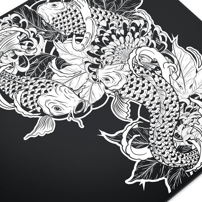 Килимок для миші TITANWOLF XXL 1000x600mm з мотивом Koi Tattoo – великий килимок для геймінгу, покращена точність та швидкість