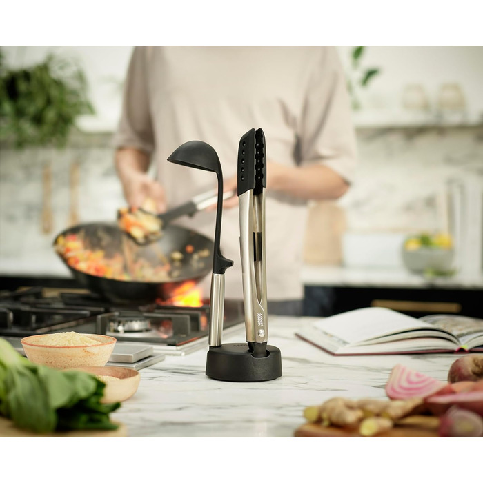 Набір кухонних аксесуарів Joseph Joseph Elevate Fusion (5 шт.) з підставкою, кухонні інструменти, BPA-free, термостійкі, з антипригарним покриттям, нержавіюча сталь