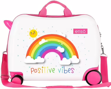 Дитячий валіз Arcoiris Positive Vives, білий, 50x39x20 см, ABS, 38л, 4 колеса, кодовий замок, ручна поклажа
