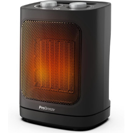 Про Breeze 1800W міні керамічний обігрівач з двома рівнями потужності, автоматичним гойданням та режимом охолодження для ванної, вітальні, офісу, тераси - Чорний