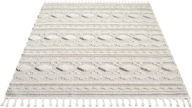 Килим City Boho Rug Cream 80x150 см - Орнаменти, Бордюр, 3D Ефект, Сизаль, Бахрома (200x290 см)