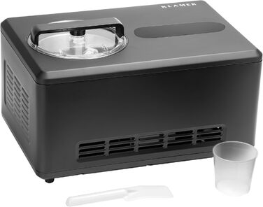 Машина для приготування морозива та йогурту KLAMER 2-в-1, 2 л, 220 В, з нержавіючої сталі, з функцією охолодження та нагрівання, самостійно охолоджується, регулювання консистенції, чорний