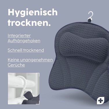 Подушка для ванни Vesta+ Нічна блакить L з присосками, переможець тестів, подушка для шиї та голови у ванну