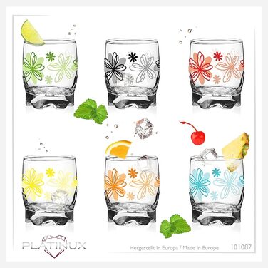 Набір склянок для пиття з квітковим принтом, 6 шт., 250 мл, для води, маленькі склянки для соку з красивим дном