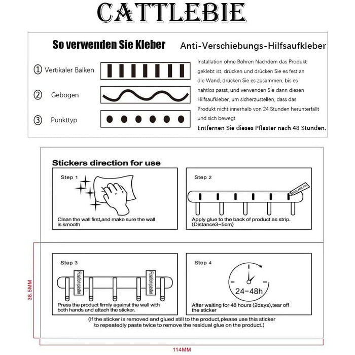 Гачки для одягу CattleBie до 20 кг 6 шт чорні