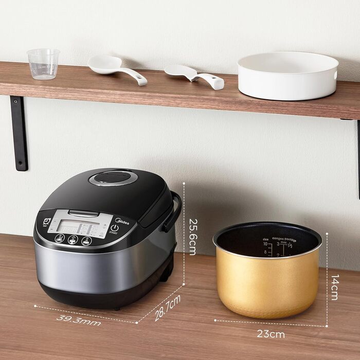 Мультиварка Midea Reiskocher 5 л: 11 програм, рисоварка, супниця, тушкувальник, пароварка, таймер, 24 год підігріву, чорний/сріблястий