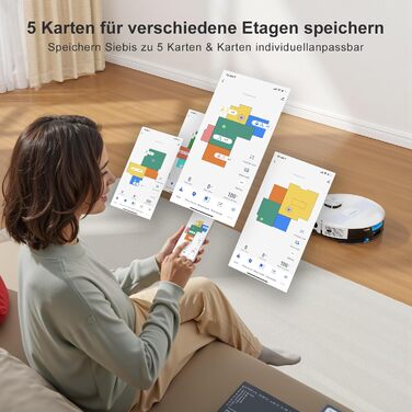 Робот-пилосос Lubluelu 3-в-1 з функцією миття, 4500Pa, лазерна навігація, 5 карт, 55dB, для твердих підлог, килимів та шерсті тварин (SL60D)