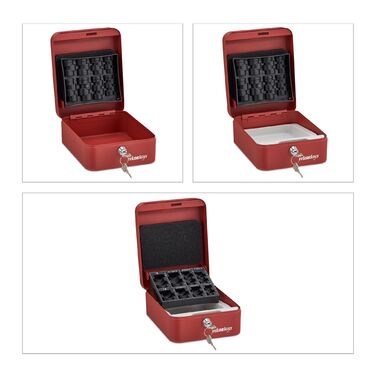 Relaxdays Червона касова скринька з підсвічуванням для євро