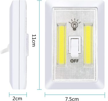 Світлодіодний нічник, eonant touch COB Світлодіодний бездротовий Вимикач світла на липучці, шафа, гараж, сходи, Полиця, передпокій, живлення від батареї (4 шт.)