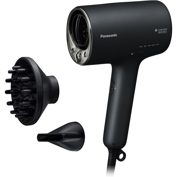 Фен Panasonic EH-NA0J-N825 nanoe™ MOISTURE+ з мінералами, 1600 Вт, чорний, для догляду за шкірою, волоссям та шкірою голови